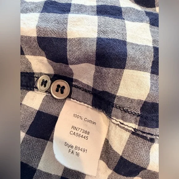 Navy White Gingham Button Down Shirt XS Relaxed Fit Cotton Preppy J.Crew - Picture 10 of 10